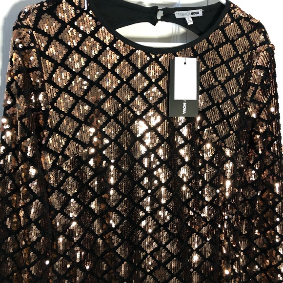 Rose Gold Diamond Seqiun Bodycon Dress NWT - Picture 3 of 9